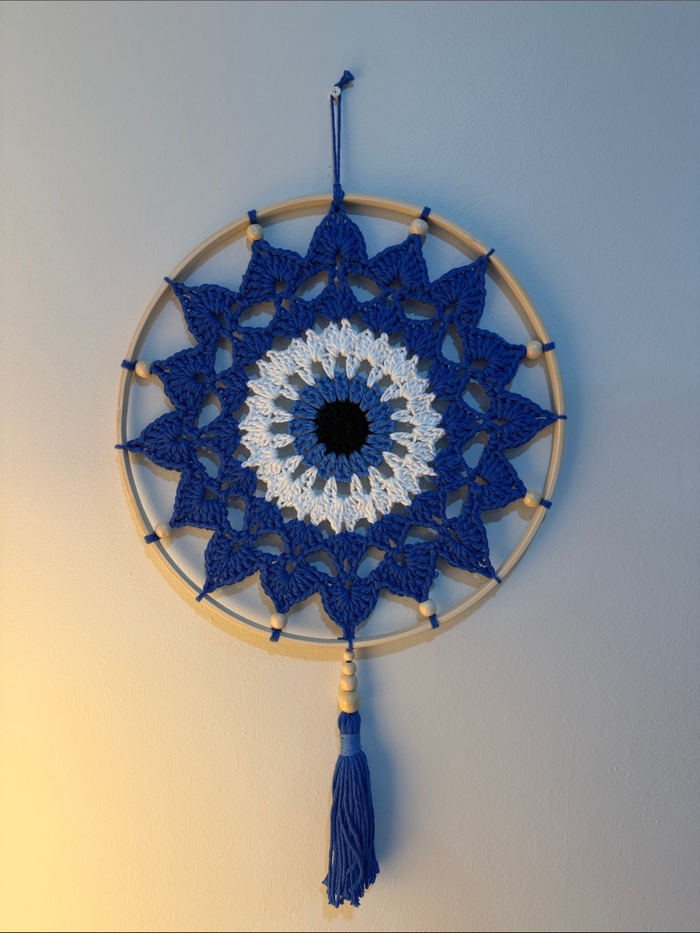 Handmade Crochet Evil Eye Wall Hanging Decor